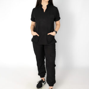 Ladies Black Stretch Scrub Set
