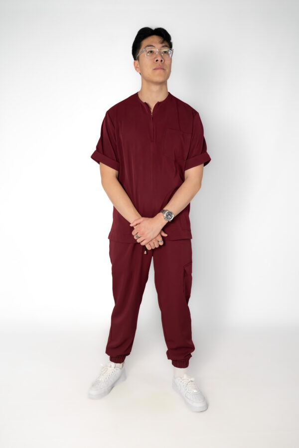 Maroon Stretch Scrub Set - Image 3