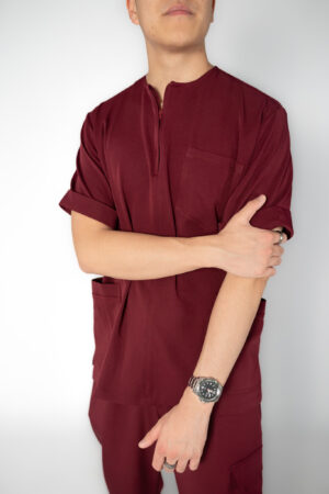 Maroon Stretch Scrub Top
