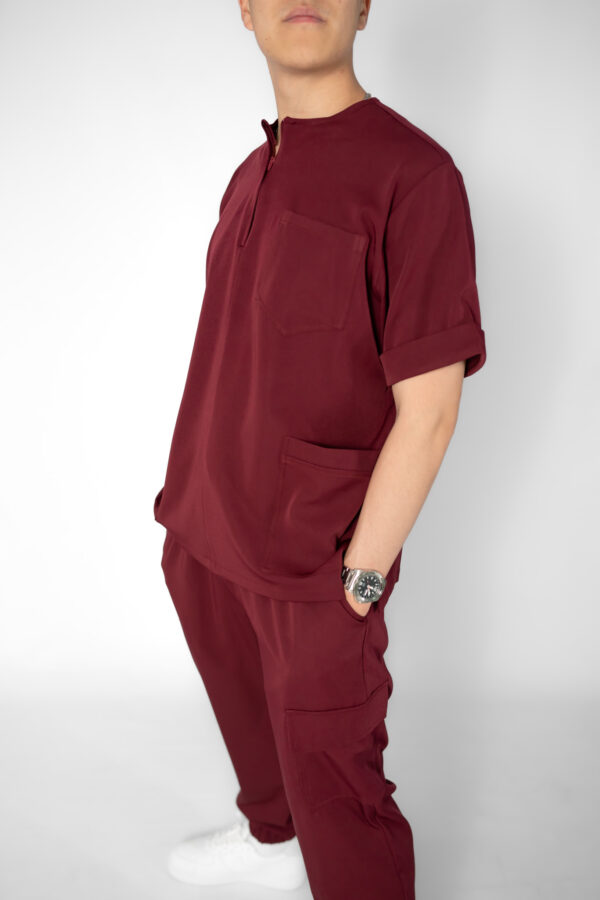 Maroon Stretch Scrub Set - Image 2
