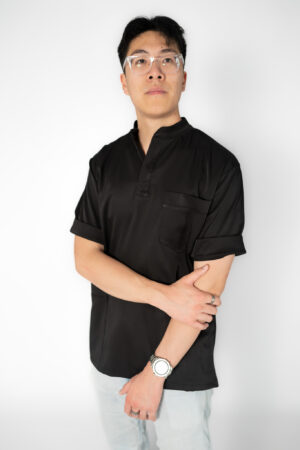 Men's Mandarin PolyBlend Scrub Top - Black