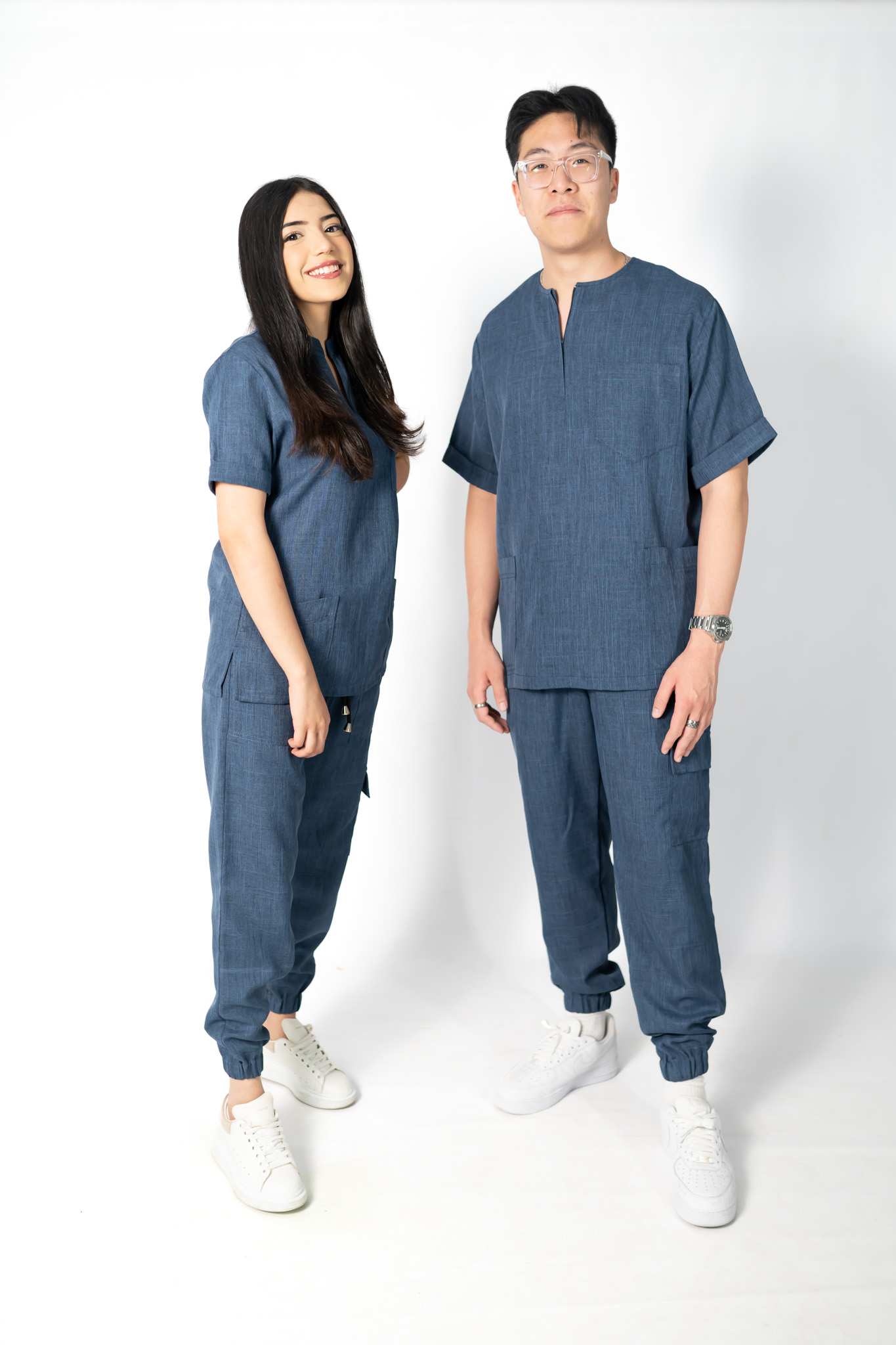 Denim Blue Linen Scrubs
