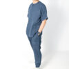 Mens zipper linen scrub top and jogger linen scrub pants - denim Blue | Denim Blue Scrubs for Men