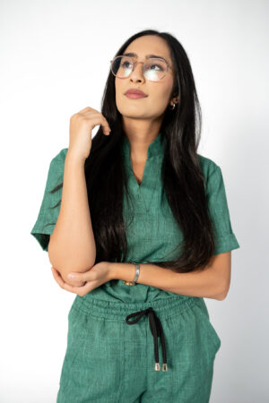 Mint linen scrubs