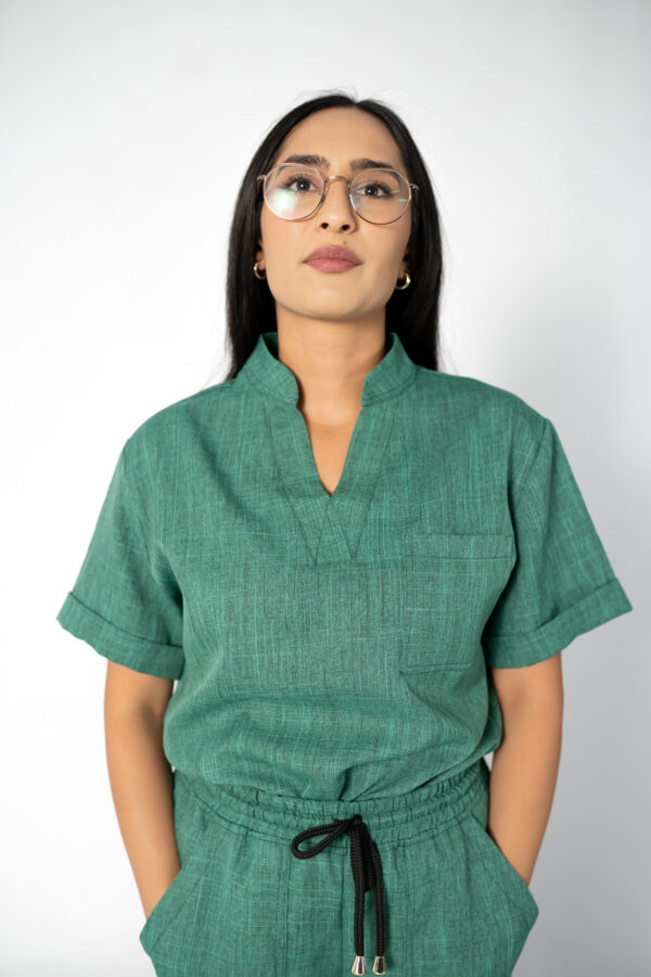 Mint linen scrubs