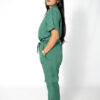 Mandarin Ve linen scrub top and jogger pants for women - mint