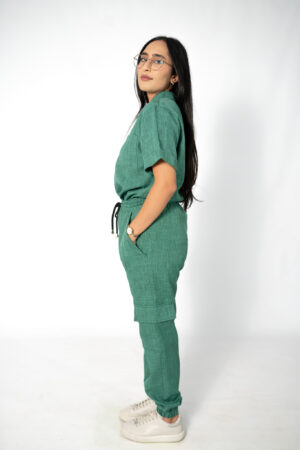 Ladies Mint Linen Scrub Set