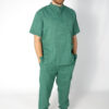 Mens mandarin linen scrub top - Mint