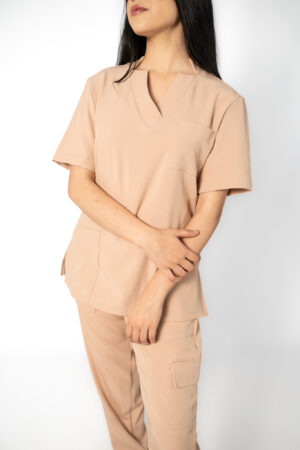 Ladies Caramel Stretch Scrub Set