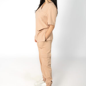 Ladies Caramel Stretch Scrub Set