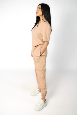 Ladies Caramel Stretch Scrub Set