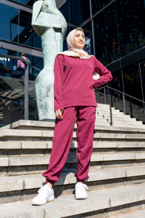 Ladies Maroon Stretch Scrub Set