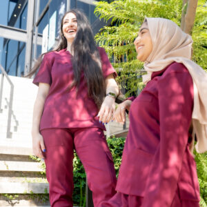 Ladies Maroon Stretch Scrub Set