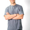 Mens zipper linen scrub top - Oxford