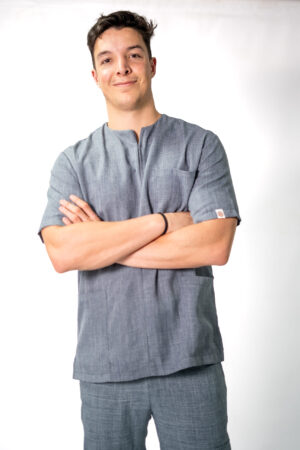 Mens Charcoal Linen Scrubs