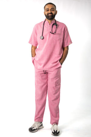 Mens Pink Linen Scrubs