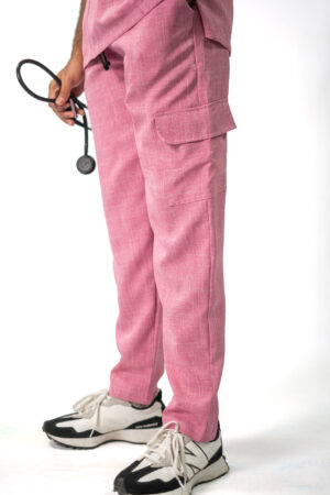 Mens Pink Linen Scrubs