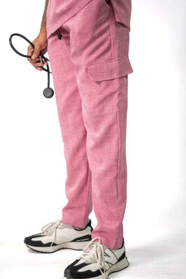 Mens Pink Linen Scrubs