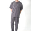 Mens zipper polyblend scrub top and mens straight leg polyblend scrub pants - Grey | Grey Scrubs for Men