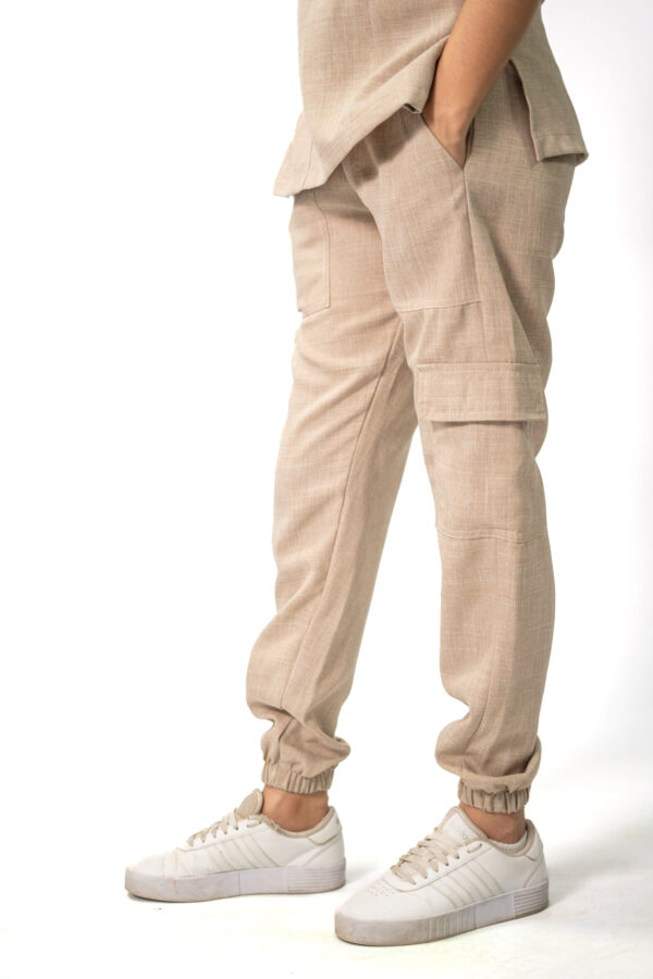 Ladies Beige Linen Scrub Set
