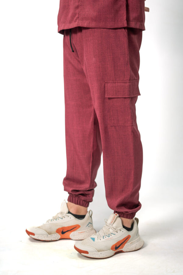 Mens Maroon Linen Scrubs