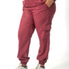 Mandarin linen jogger pants for women - maroon