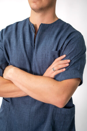 Mens Denim Blue Linen Scrubs