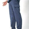 Mens straight leg linen scrub pants - Denim blue
