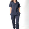 Womens Ve Stretch Scrub Top and Jogger Stretch Pants - Navy Blue