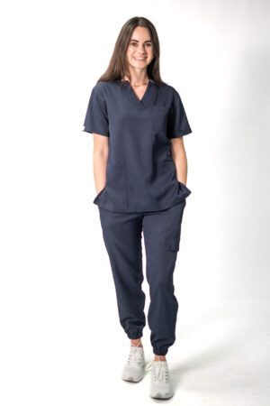 Ladies Navy Blue Stretch Scrub Set