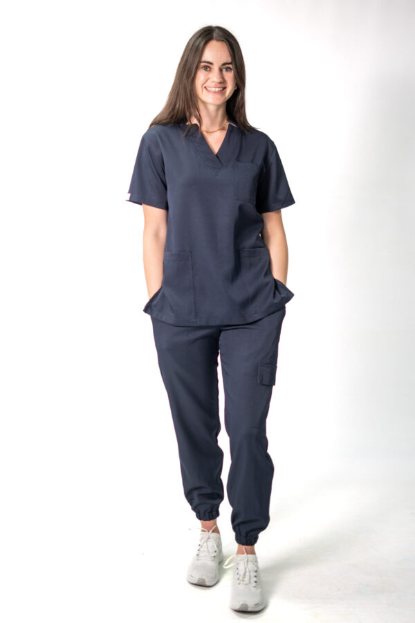 Ladies Navy Blue Stretch Scrub Set