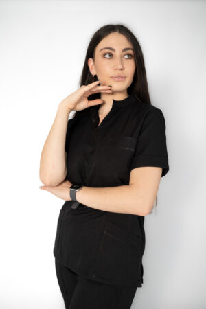 Ladies Black Stretch Scrub Set