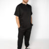 Men's Zipper Stretch Scrub Top | Men's Jogger Stretch Scrub Pants - Black | Men's Zipper PolyBlend Scrub Top | Men's Jogger PolyBlend Scrub Pants - Black