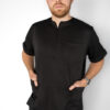 Men's Zipper Stretch Scrub Top - Black | Men's Zipper PolyBlend Scrub Top - Black