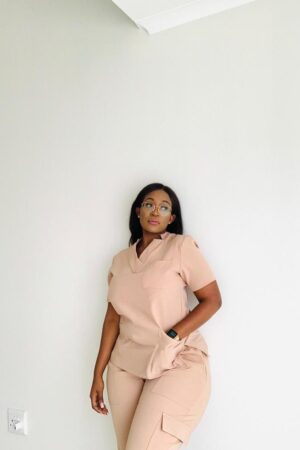 caramel stretch scrubs
