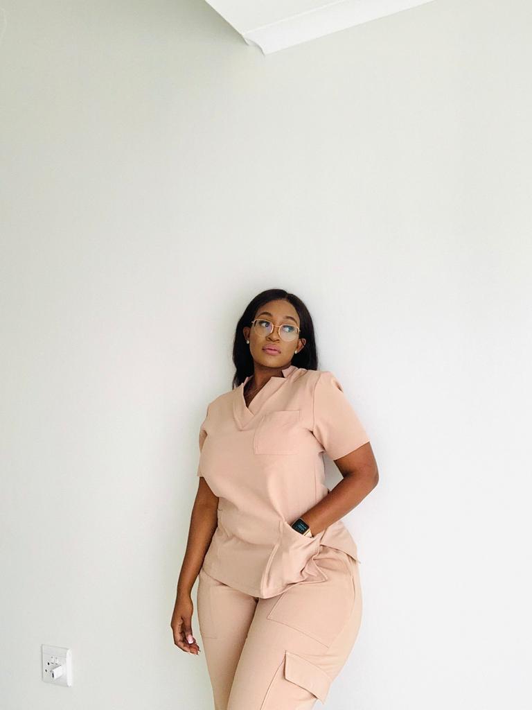 caramel stretch scrubs