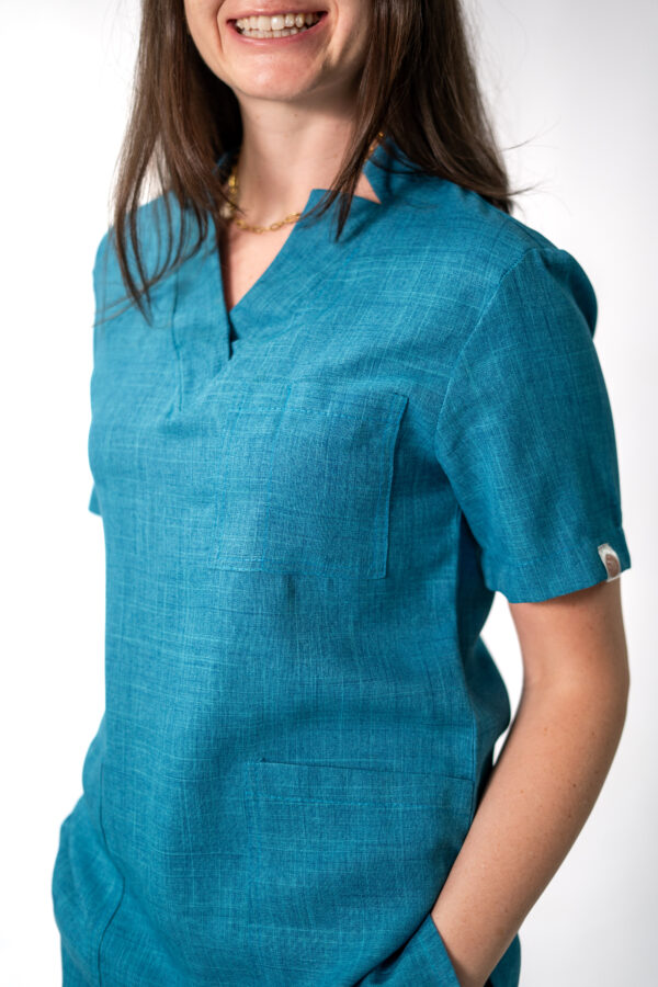 Teal linen scrubs