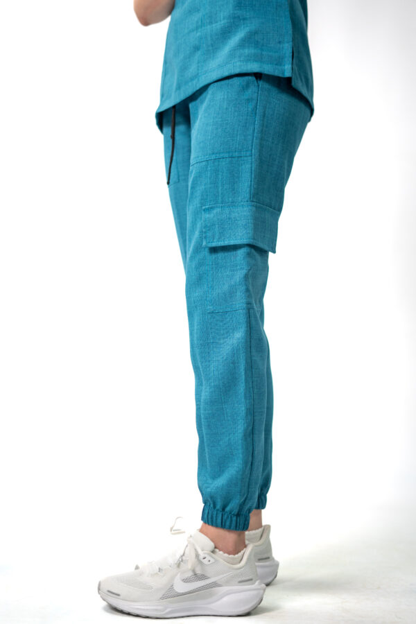 Teal linen scrubs