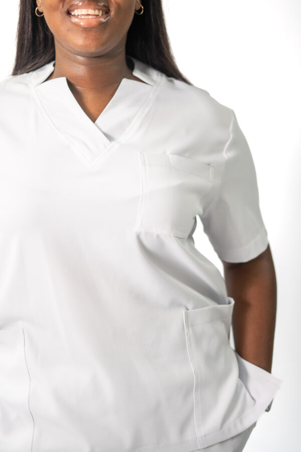 white stretch scrubs