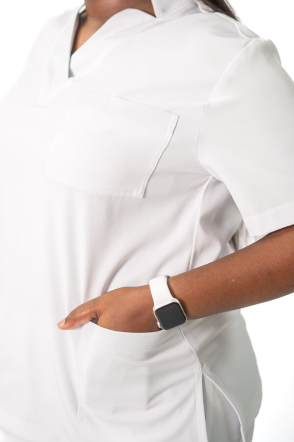 white stretch scrubs