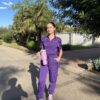 Mandarin stretch scrub top for women - purple