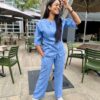 Madeleine linen scrub top for women - skye