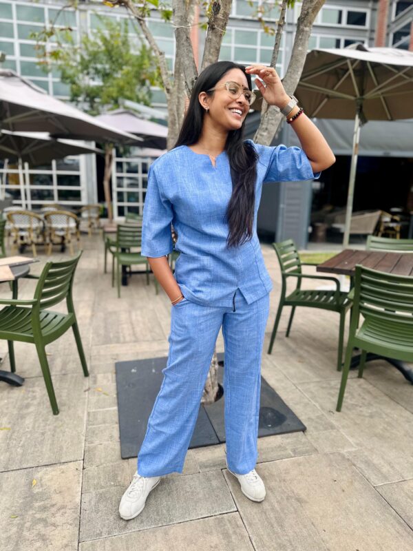 Madeleine linen scrub top for women - skye