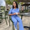 Madeleine linen scrub top for women - skye