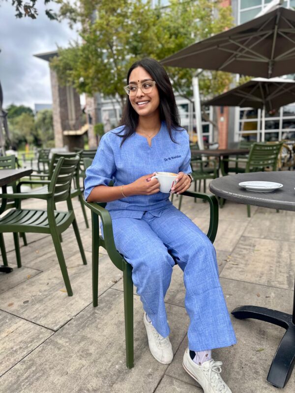 Madeleine linen scrub top for women - skye