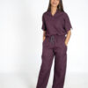 Women's Mandarin Stretch Scrub Top | Women's Papillon Stretch Scrub Pants - Mulberry | Scrub Atelier