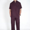 Mandarin stretch scrub top for men - mulberry
