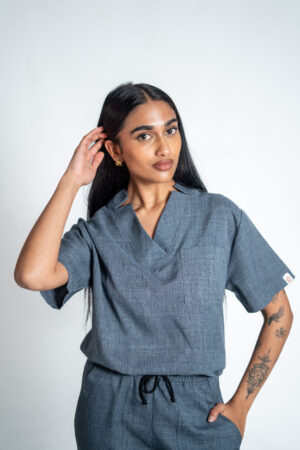 Ve linen scrub top for women - marble | New Arrivals - Latest Scrubs