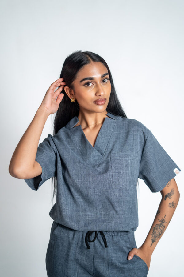 Ve linen scrub top for women - marble | New Arrivals - Latest Scrubs