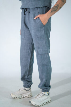 Womens Jogger Linen Scrub Pants - Marble